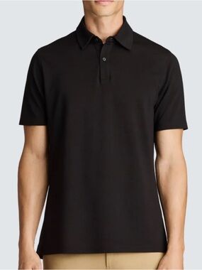 Unbound Merino Wool Polo Black Short Sleeve Medium